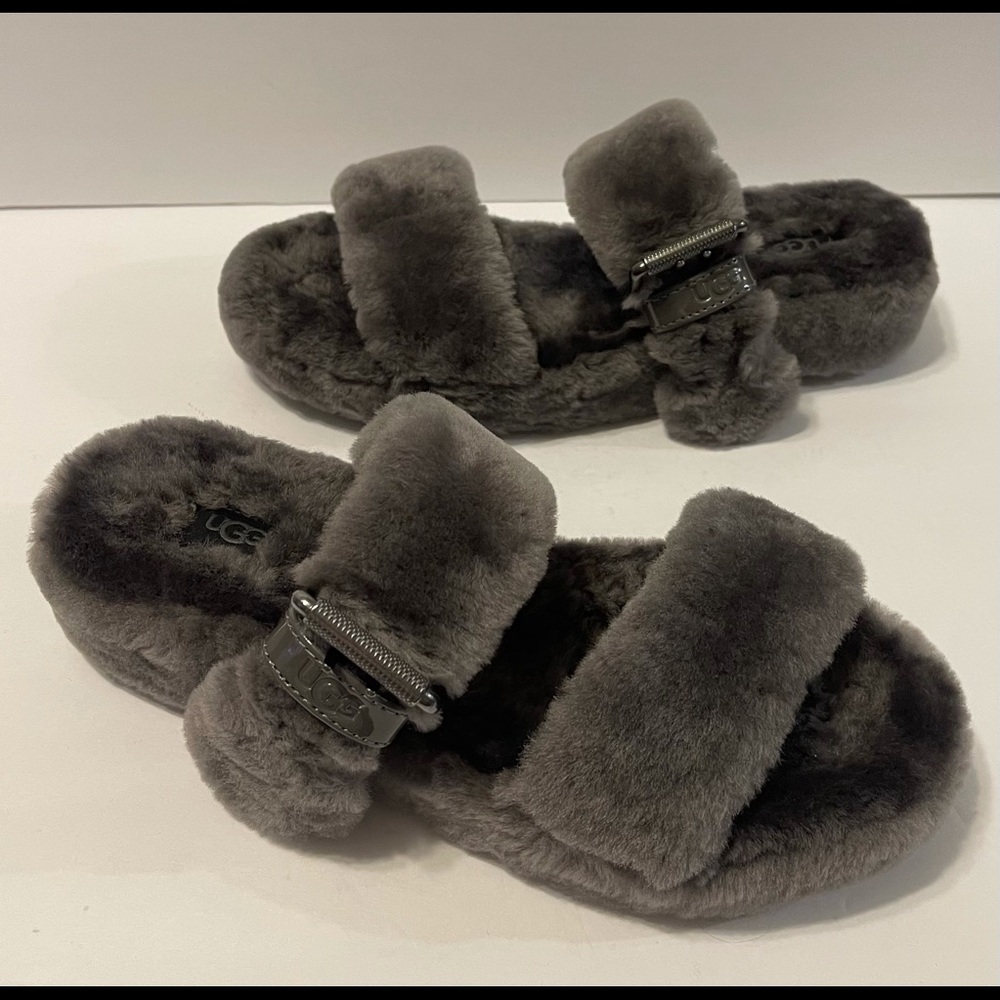 Ugg Fuzz Yeah Slides Charcoal Size 10 - image 3
